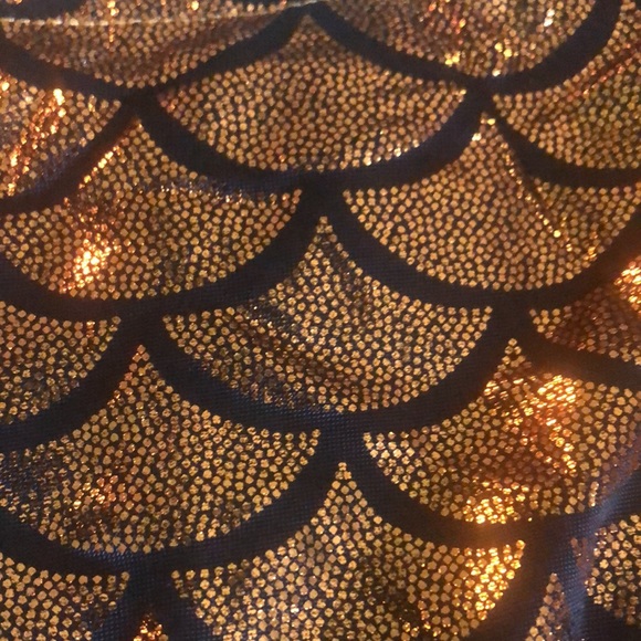 New Mermaid Scale Gold & Black Swimsuit 2 Pc Set - Picture 7 of 10